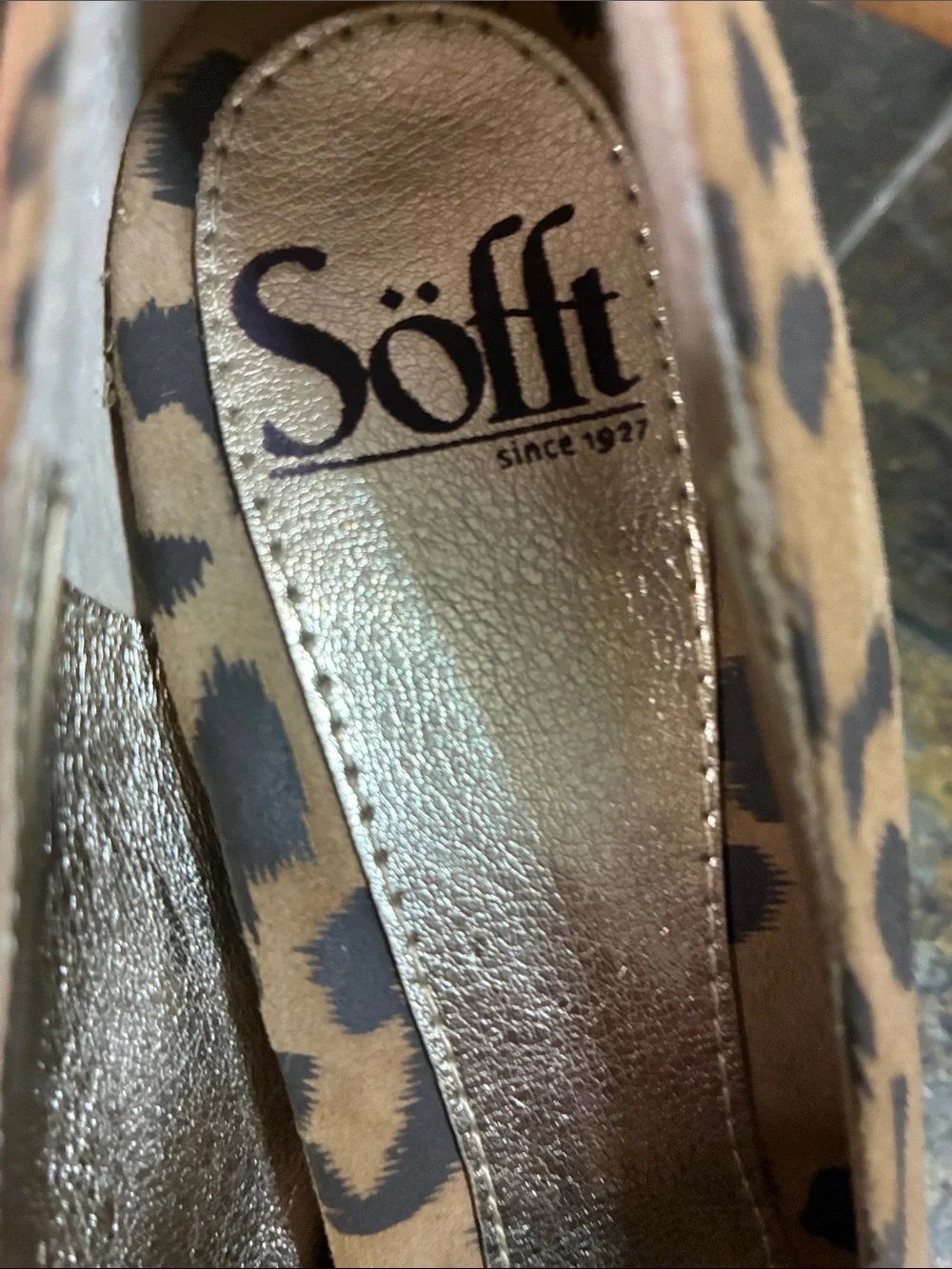 Leopard Print Floral Accent Ballet Flats - Tan size 7 $5!$